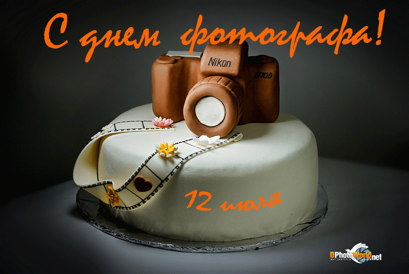 Открытка День фотографа - Торт в виде фотоаппарата Nikon. Открытка на День рождения. | Красивая открытка #16