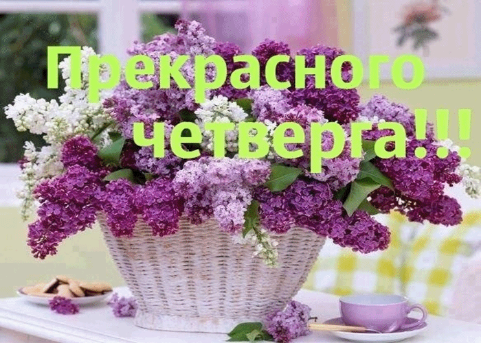 Открытка Открытки на четверг - Букет сирени в плетеной корзине. | Красивая открытка #17