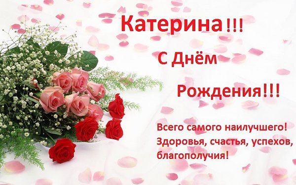 Открытка открытки с именем Катя - Букет роз и лепестков: Открытка с Днём Рождения | Красивая открытка #16