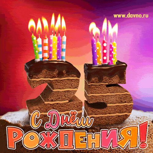 Открытка Открытки на 25 лет - Торт на День Рождения: Красивая открытка с цифрами | Красивая открытка #40