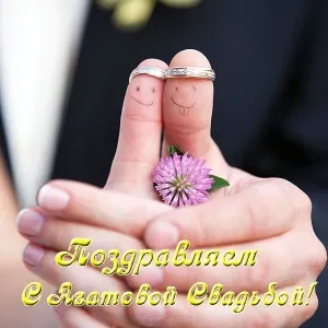 Открытка Открытки на Агатовую свадьбу 14 лет - Поздравления с днем свадьбы: обручальные кольца и ромашка | Красивая открытка #37