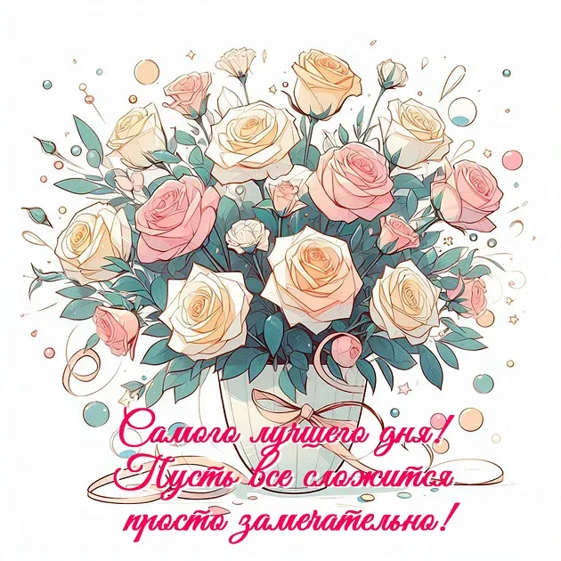 Открытка хорошего дня! - Букет роз: открытка с днем рождения | Красивая открытка #18