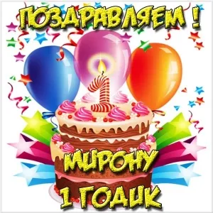Открытка Открытки с именем Мирон  - Торт с шариками и конфетти: открытка с днем рождения | Красивая открытка #220
