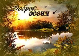 Открытка Первый день осени - Озеро с лебедями на закате - открытка | Красивая открытка #146