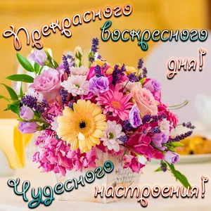 Открытка Удачного воскресенья - Открытка с яркими цветами: розы, ромашки, георгины | Красивая открытка #26