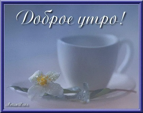 Открытка Доброе утро - Открытка с цветком и чашкой | Красивая открытка #425