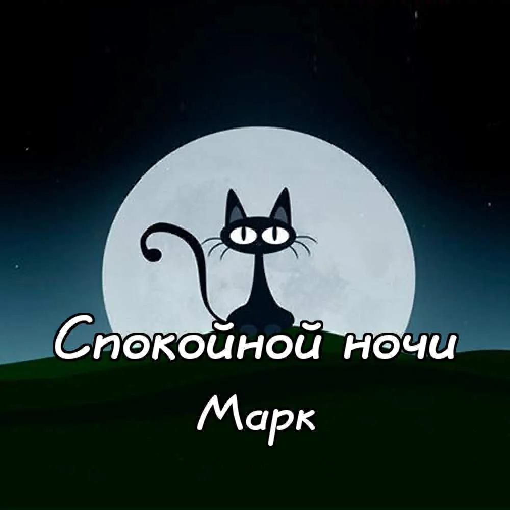 Открытка Открытки с именем Марк  - Открытка с котом на луне: Симпатичная поздравительная открытка | Красивая открытка #54