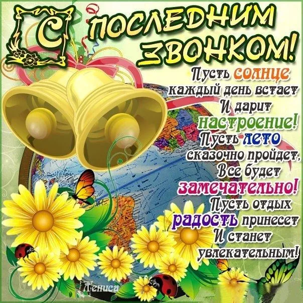 Открытка 25 мая - Последний звонок - Открытка с подсолнухами и бабочками | Красивая открытка #55