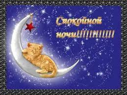 Открытка Спокойной ночи - Открытка с котенком на луне: С добрым сном! | Красивая открытка #85