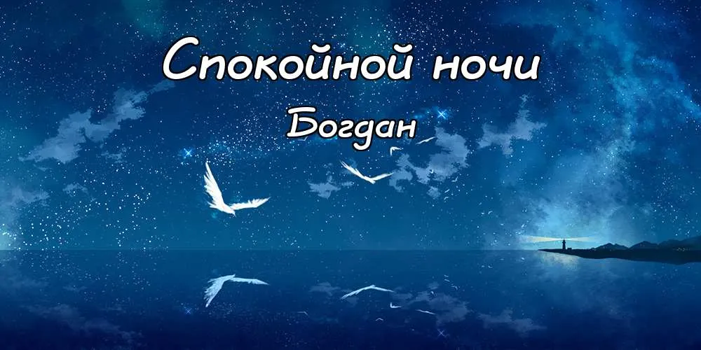 Открытка открытки с именем Богдан - Ночная открытка с птицей и морем | Красивая открытка #214