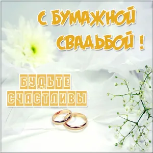 Открытка Бумажная свадьба - Свадебные кольца на белом бутоне - открытка | Красивая открытка #5