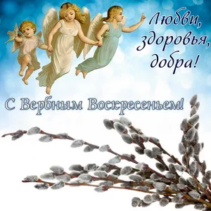 Открытка С вербным воскресеньем - Открытка с ангелами: нежные послания и верба | Красивая открытка #153