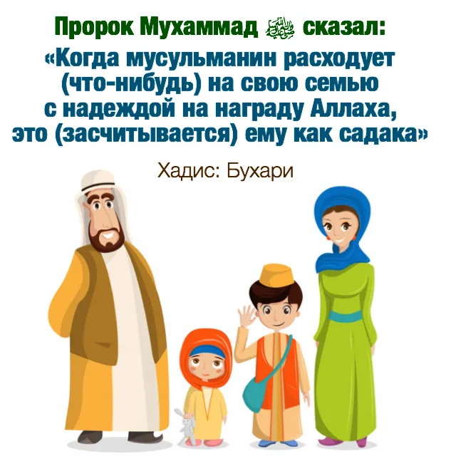 Открытка Отношения в семье - Открытка Мусульманин с семьёй  Исламский праздник | Красивая открытка #37