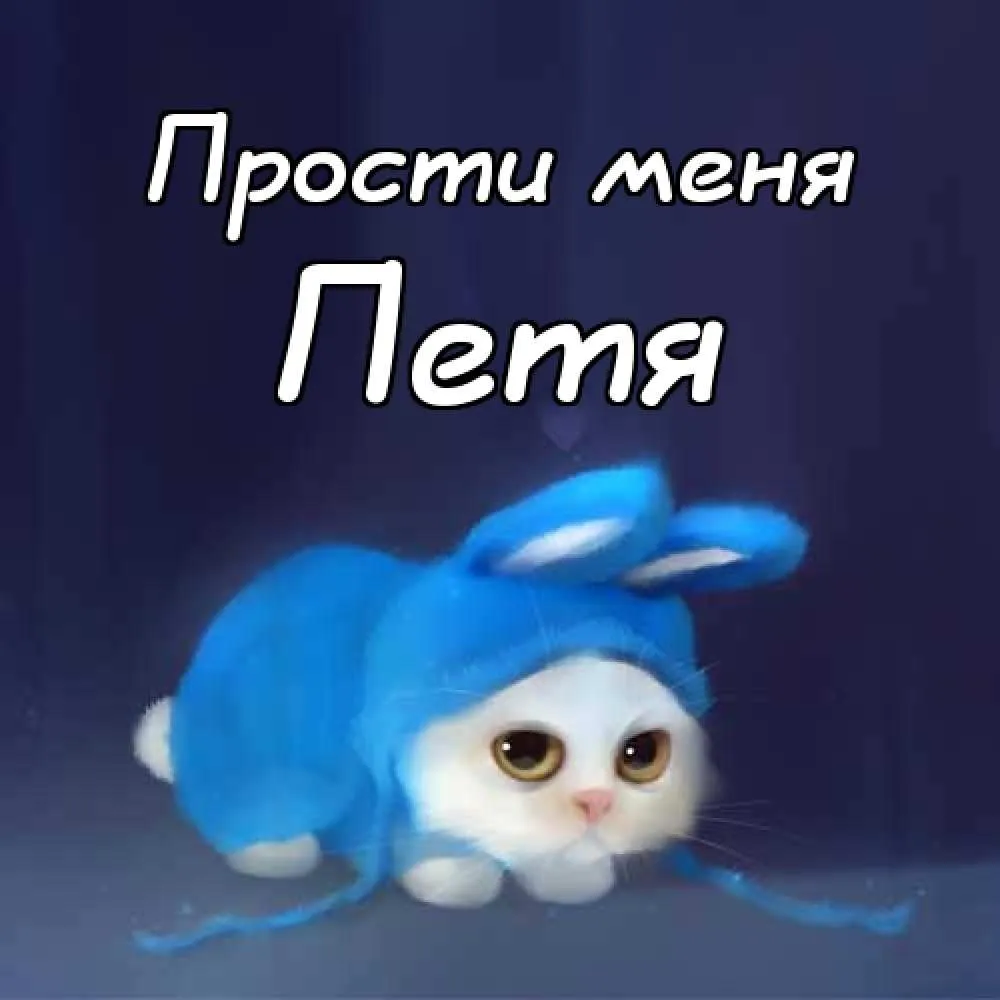 Открытка Открытки с именем Петр - Открытка с котенком в синем головном уборе | Красивая открытка #166