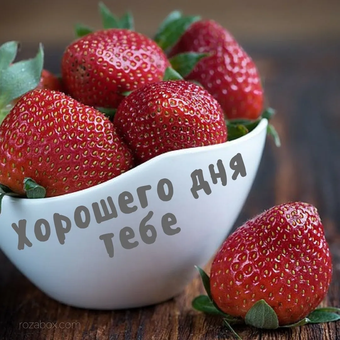 Открытка Хорошего дня - Открытка с клубникой в миске — поздравления с праздником | Красивая открытка #157