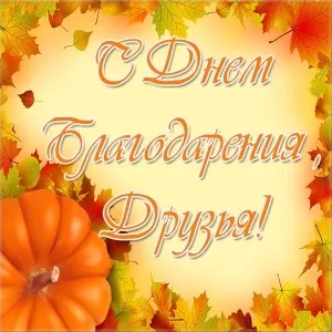 Открытка Открытки с Днем Благодарения - С Днем дружбы! Тыквенная открытка с осенними листьями | Красивая открытка #46