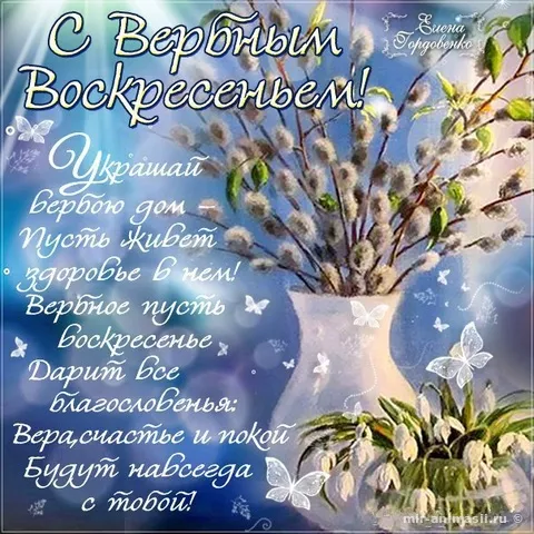 Открытка С вербным воскресеньем - Открытка с вербой: поздравления и пожелания | Красивая открытка #17