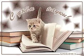 Открытка День российской науки - Котёнок на книге: открытка с милым котенком | Красивая открытка #14