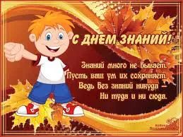 Открытка День знаний - Поздравление с Днём знаний: мальчик с листьями | Красивая открытка #121