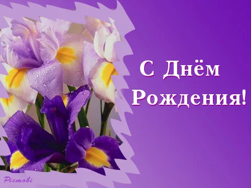 Открытка С ирисами - Открытка с ирисами: С Днём Рождения! | Красивая открытка #9