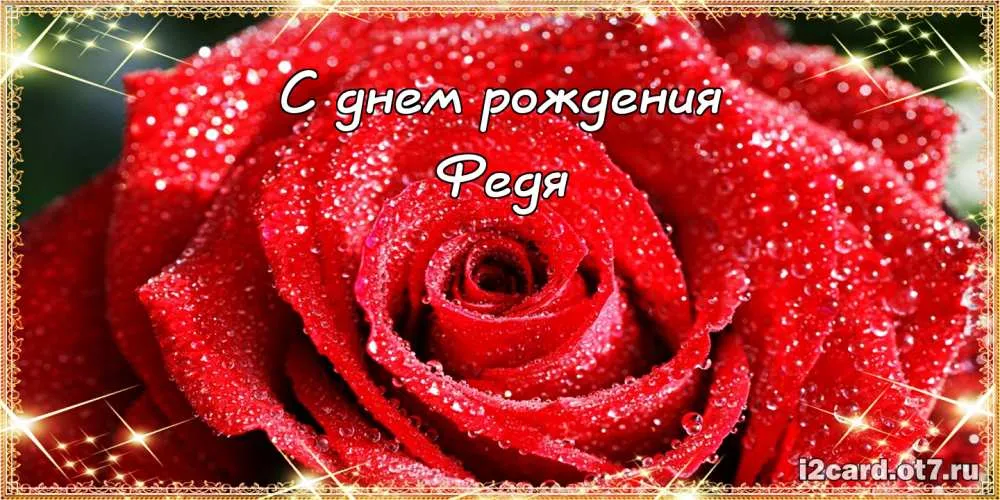 Открытка Открытки с именем Федор - Красная роза: Открытка с днем рождения | Красивая открытка #271