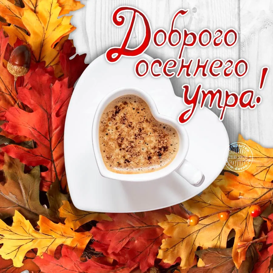 Открытка Открытки с добрым осенним утром - Осенняя открытка с чашкой кофе  Праздничная открытка | Красивая открытка #1