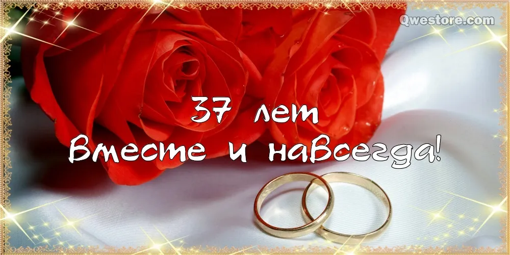 Открытка Открытки на Алюминиевую свадьбу 37 лет - Обручальные кольца на фоне красной розы | Красивая открытка #53