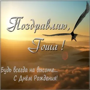 Открытка открытки с именем Георгий  - Открытка с Днём Рождения: Птица на фоне заката | Красивая открытка #154
