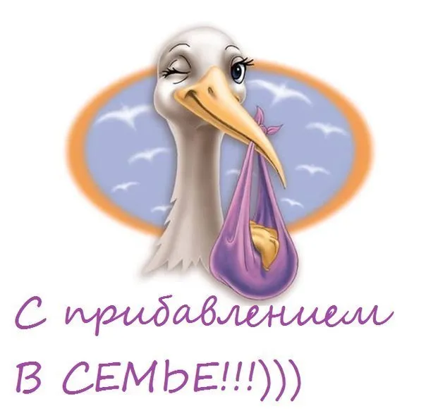 Открытка С прибавлением! - Открытка с цаплею и подкидышем | Красивая открытка #2