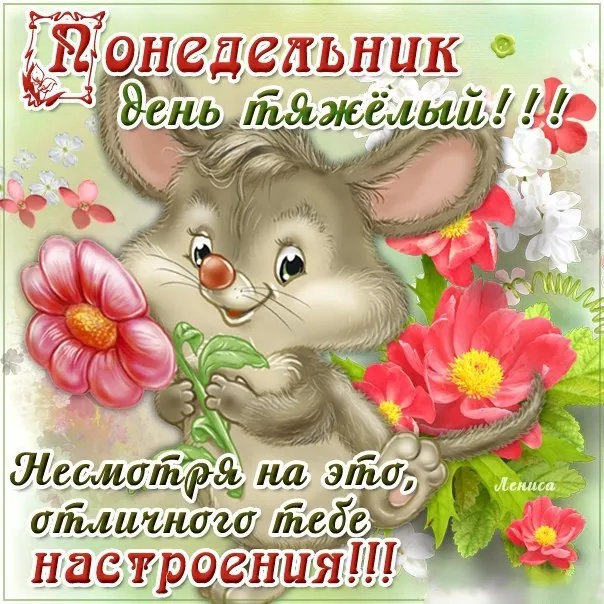 Открытка Дни недели - Игрушечный зайчик на открытке с цветами | Красивая открытка #38
