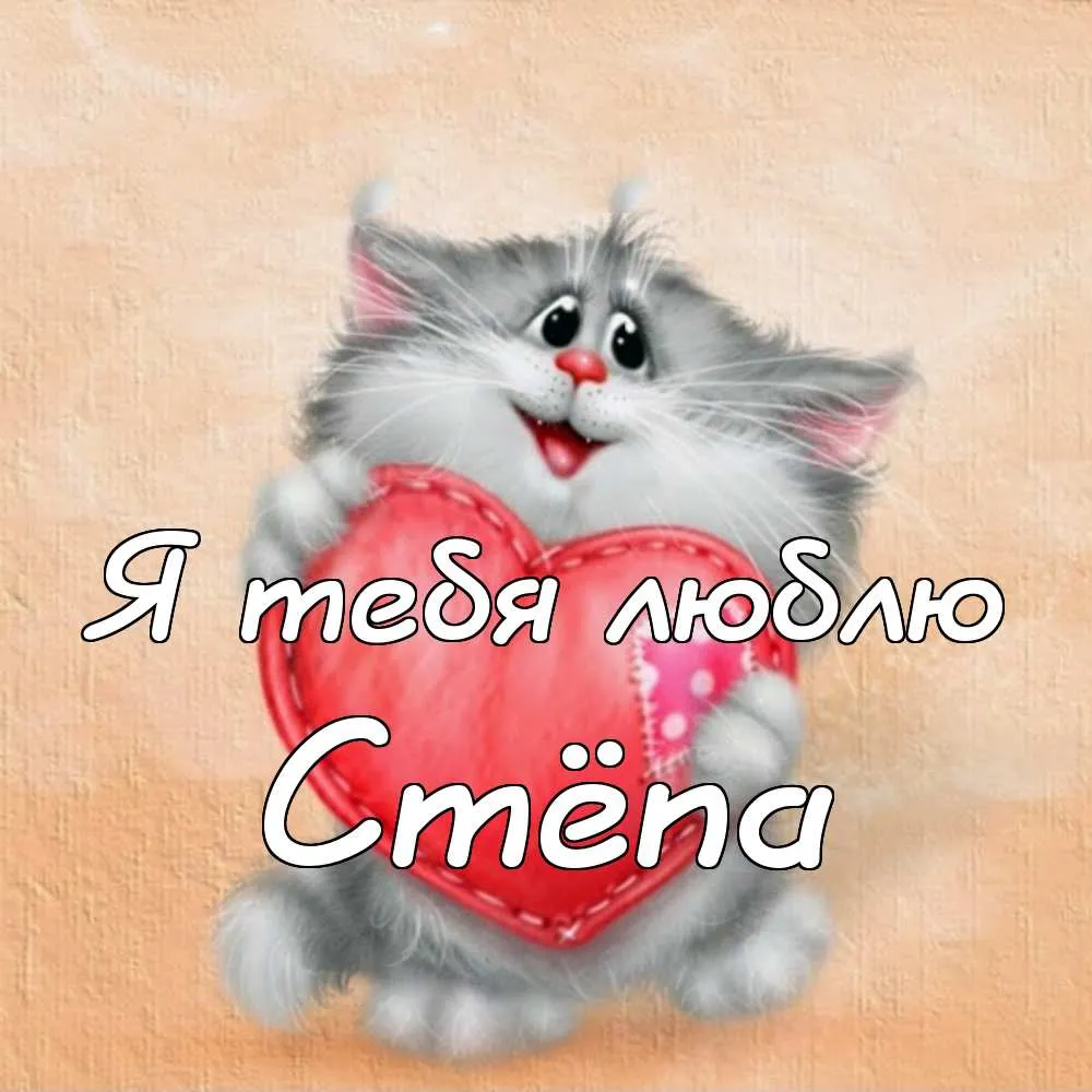 Открытка Открытки с именем Степан - Открытка с котенком и любовью | Красивая открытка #115