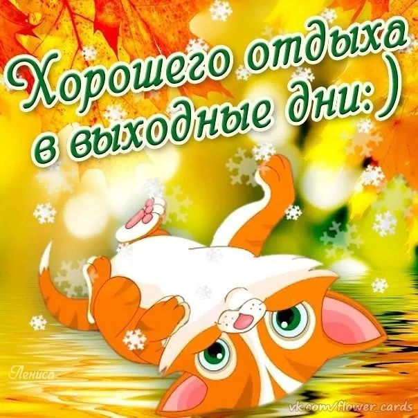 Открытка Выходные - Открытка с рыжим лисенком. | Красивая открытка #30