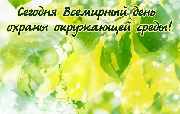 Открытка Всемирный день окружающей среды - Зеленые листья и брызги | Красивая открытка #2