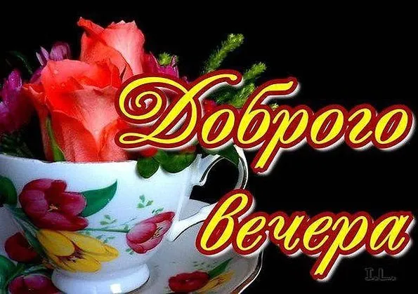 Открытка Хорошего вечера - Открытка с цветами в чашке | Красивая открытка #20