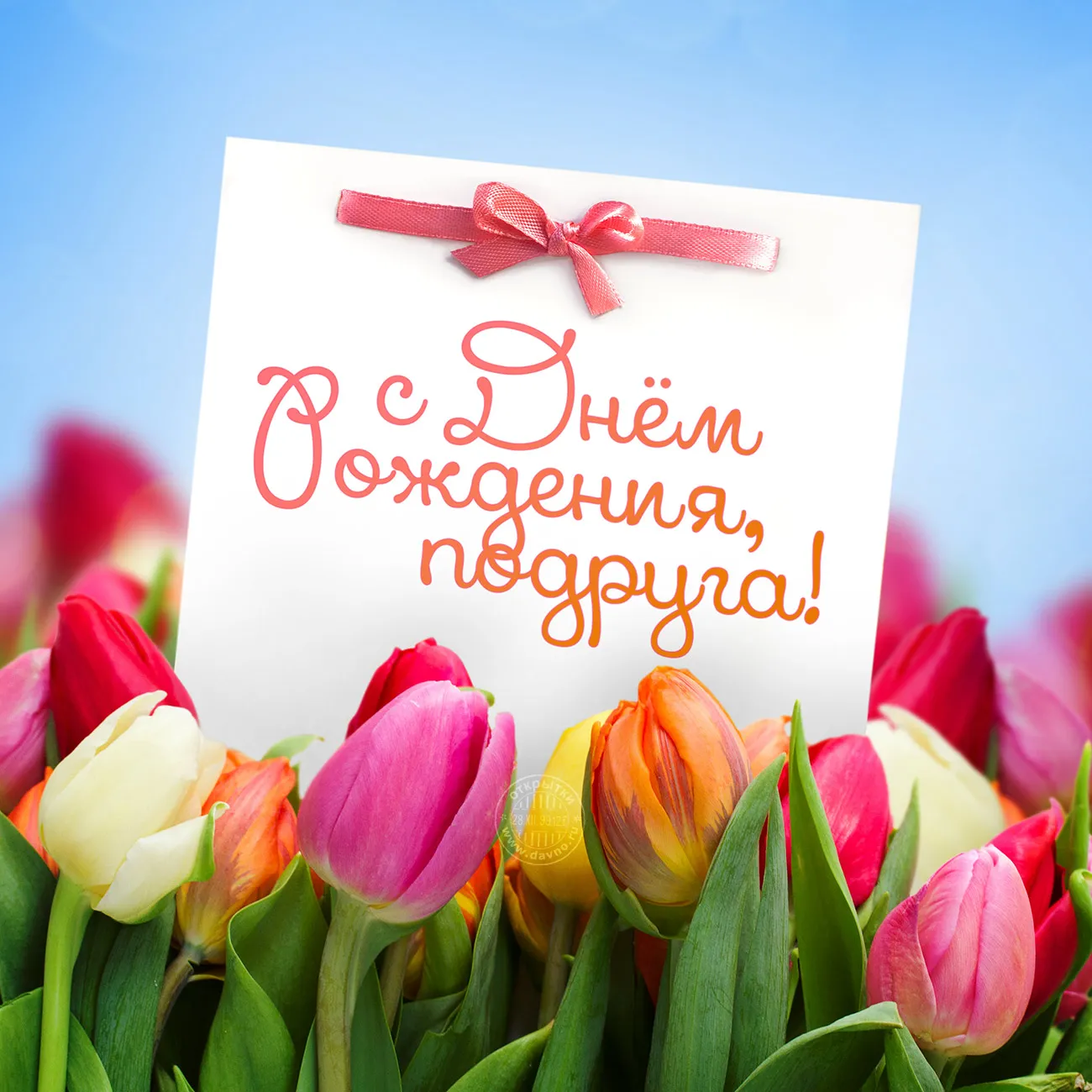 Открытка Открытки с Днем Рождения подруге - Открытка с тюльпанами: С Днём рождения! | Красивая открытка #20