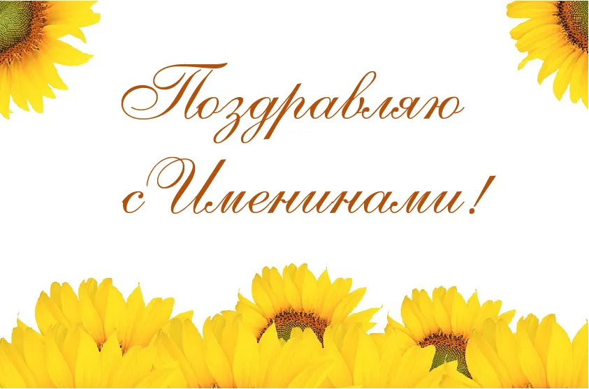 Открытка Именины - Открытка с подсолнухами: яркое поздравление | Красивая открытка #21