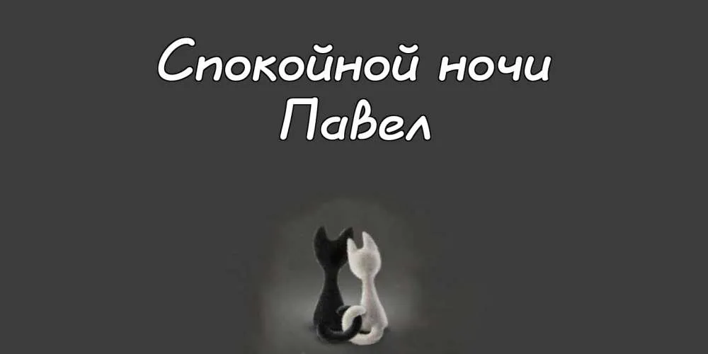 Открытка Открытки с именем Павел  - Две кошки: черная и белая, силуэты. | Красивая открытка #248