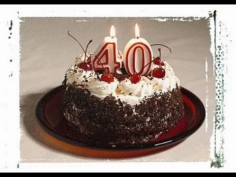 Открытка Открытки на 40 лет - Торт с цифрой 40 и вишней: Открытка на День Рождения | Красивая открытка #52
