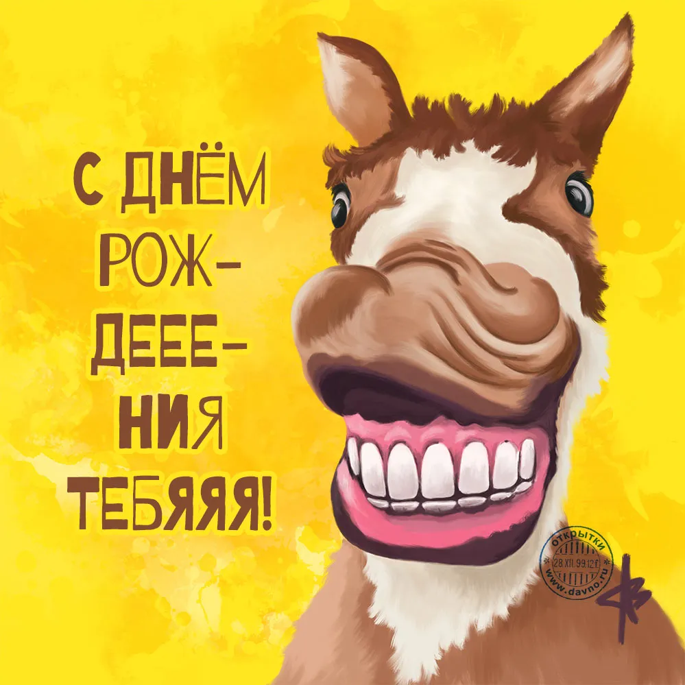 Открытка С лошадьми - Открытка с лошадью: смешное поздравление с Днём рождения | Красивая открытка #17