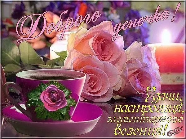 Открытка добрый день - Открытка с розами и чаем | Красивая открытка #82