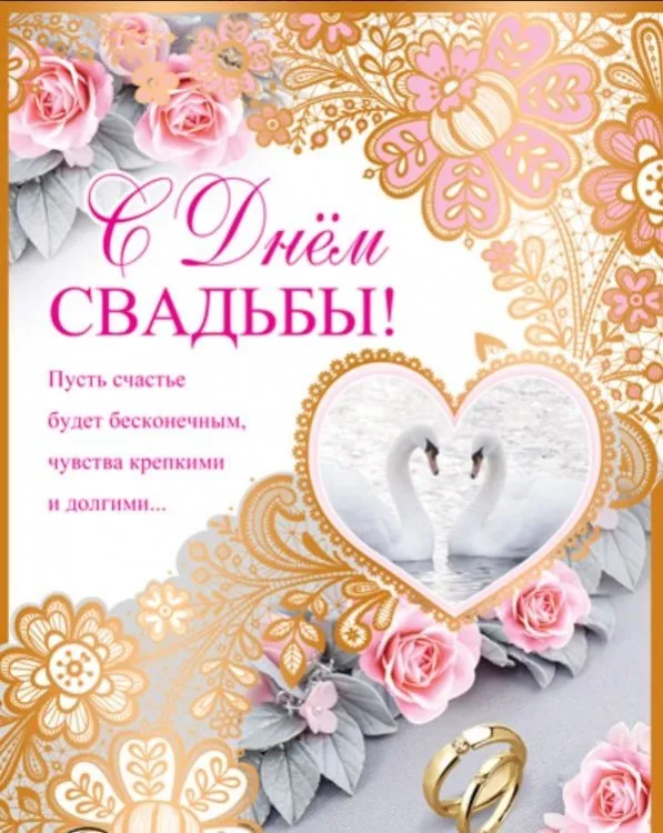 Открытка С лебедями - Открытка С Днем Свадьбы: Обручальные кольца и лебеди | Красивая открытка #68