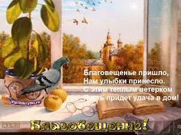 Открытка Открытки с Благовещением - Открытка с голубем, яблоками и книгами | Красивая открытка #67