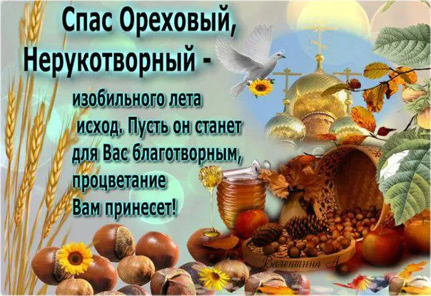 Открытка Ореховый спас - Открытка с орехами, осенние листья, подсолнухи | Красивая открытка #153