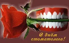 Открытка День стоматолога  - Открытка с розой и зубами | Красивая открытка #58