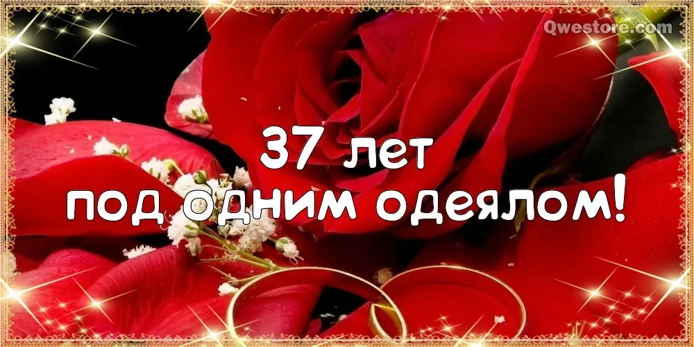 Открытка Открытки на Алюминиевую свадьбу 37 лет - Красные розы и кольца: открытка с днем рождения | Красивая открытка #45