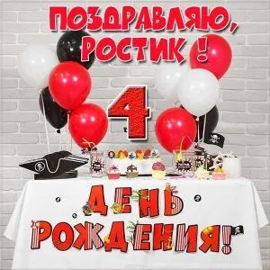 Открытка Открытки с именем Ростислав  - Открытка на день рождения: Воздушные шарики, торт, выпускной | Красивая открытка #190