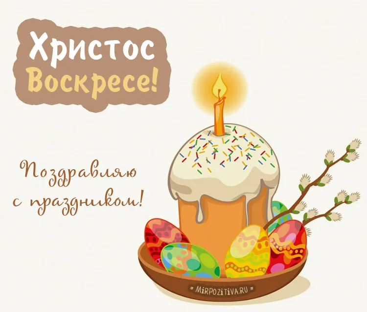 Открытка Пасха - Пасхальная открытка: Пасхальный кулич и пасхальные яйца | Красивая открытка #61