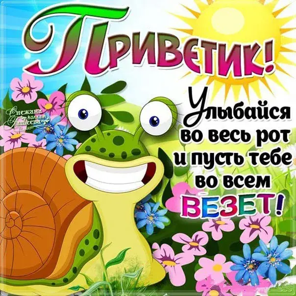 Открытка Привет - Открытка с лягушонком: поздравления и пожелания | Красивая открытка #318
