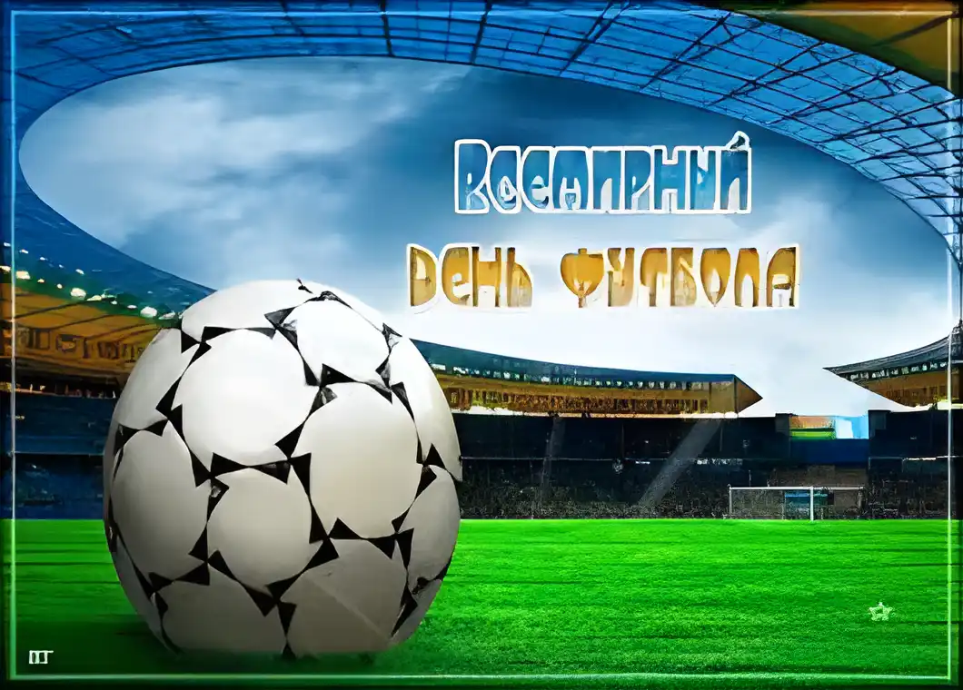 Открытка Всемирный день футбола - Футбольный стадион: открытка с мячом | Красивая открытка #34