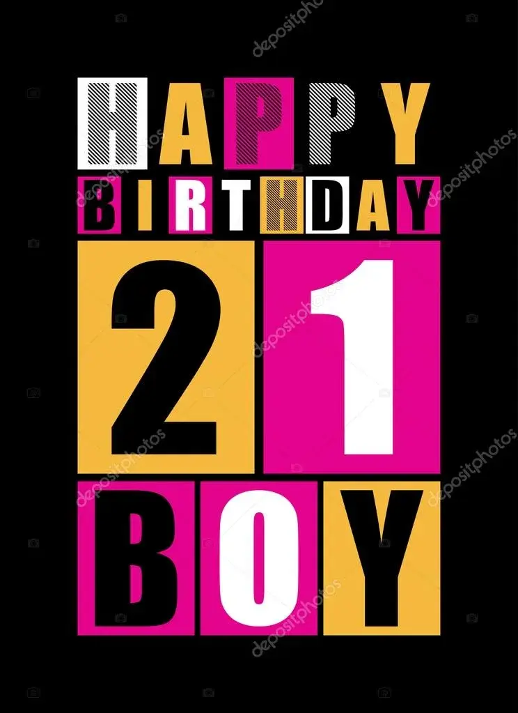 Открытка Открытки на 21 год - Открытка с надписью "Happy Birthday Boy 21" | Красивая открытка #19